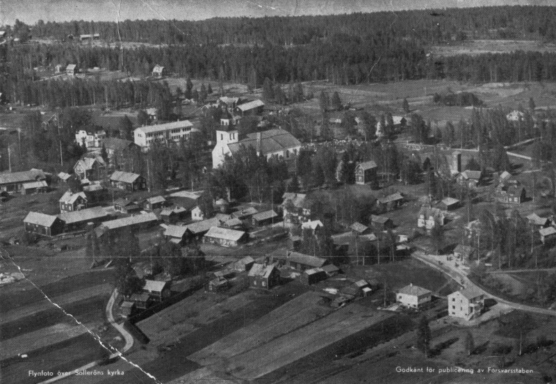 Flygfoto över Sollerö kyrka